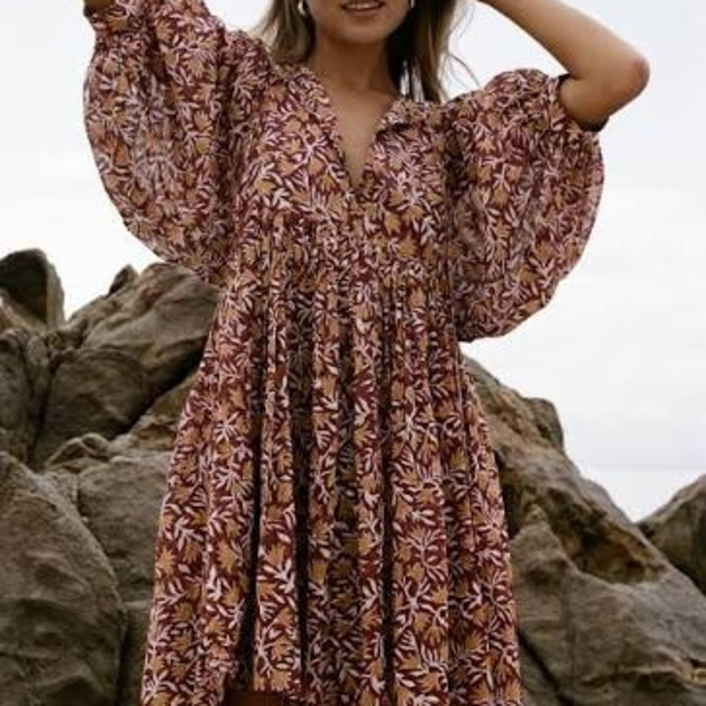 Daughters of India Kyra Mini Dress in Sumac